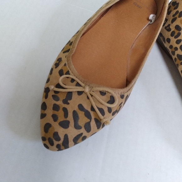 Gap Pointed Toe Animal Print Bow Detail Flats - Picture 2 of 7